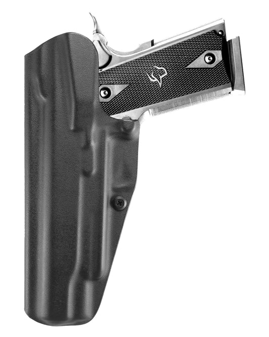 Coldre Kydex Cobra para Full, porte interno (IWB), mao destro, cor preto, traseira.