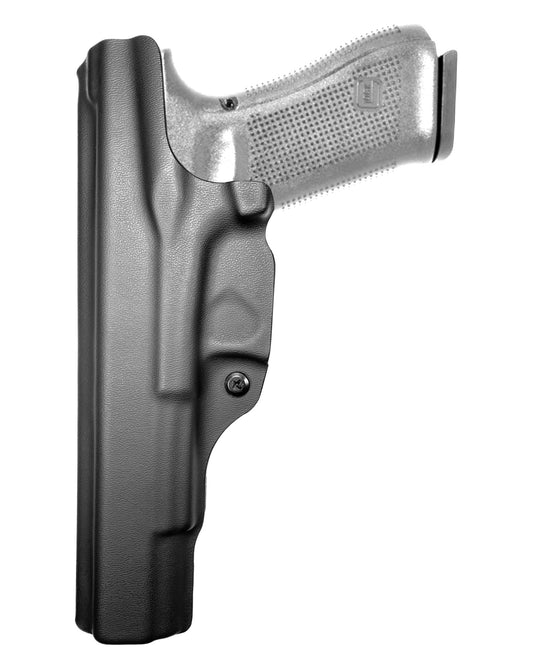 Coldre Kydex Cobra para Glock G17L, porte interno (IWB), mao destro, cor preto, traseira.
