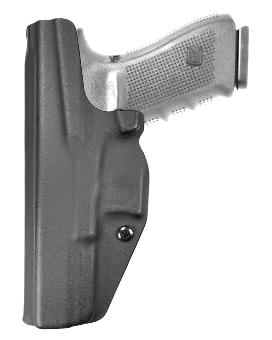 Coldre Kydex Cobra para Glock G21, porte interno (IWB), mao destro, cor preto, traseira.