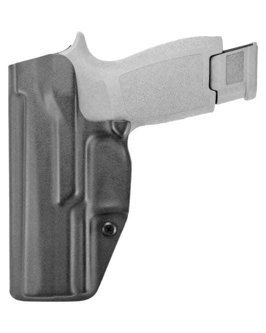 Coldre Kydex Cobra para SIG P320 M18, porte interno (IWB), mao destro, cor preto, traseira.