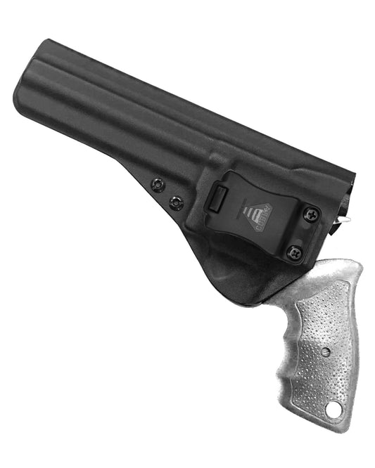 Coldre Kydex Cobra para Taurus RT838 6.5, porte interno (IWB), mao canhoto, cor preto, frente.
