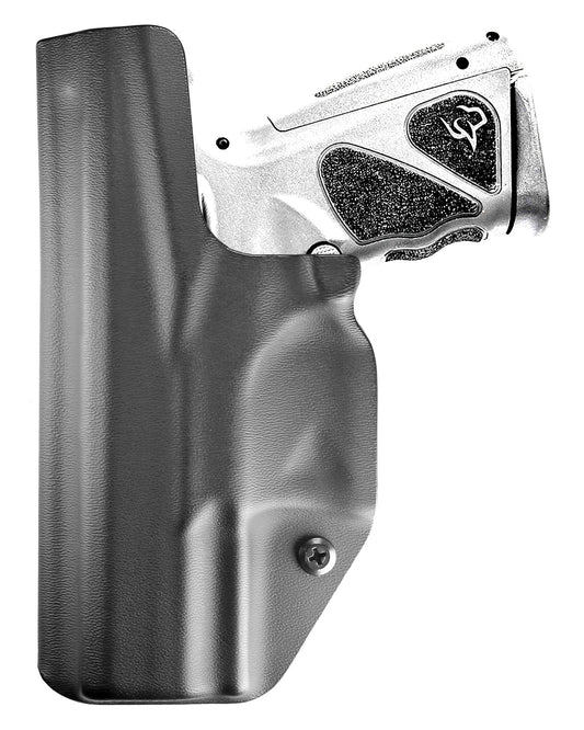 Coldre Kydex Cobra para Taurus TS9c, porte interno (IWB), mao destro, cor preto, traseira.