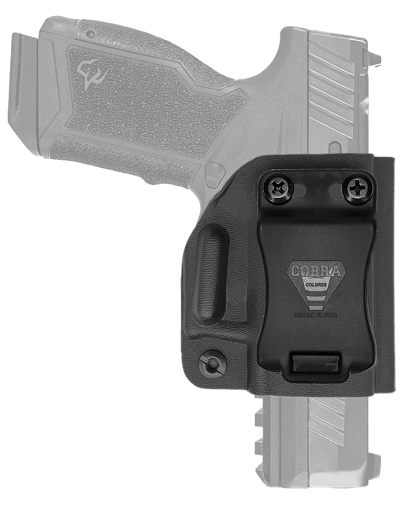Mini coldre Kydex Cobra para Taurus GX4 Carry, porte interno (IWB), mao destro, cor preto, traseira.