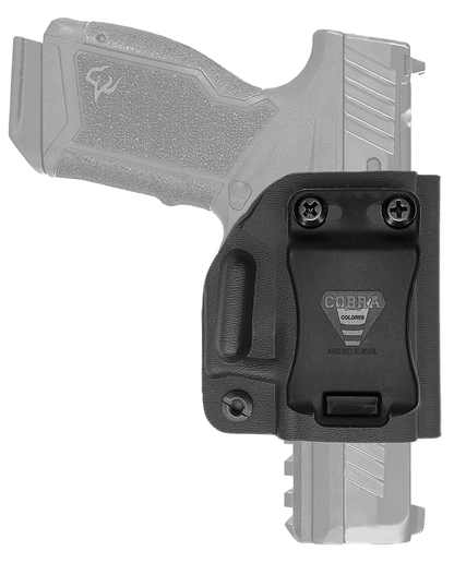 Mini coldre Kydex Cobra para Taurus GX4 Carry, porte interno (IWB), mao destro, cor preto, traseira.