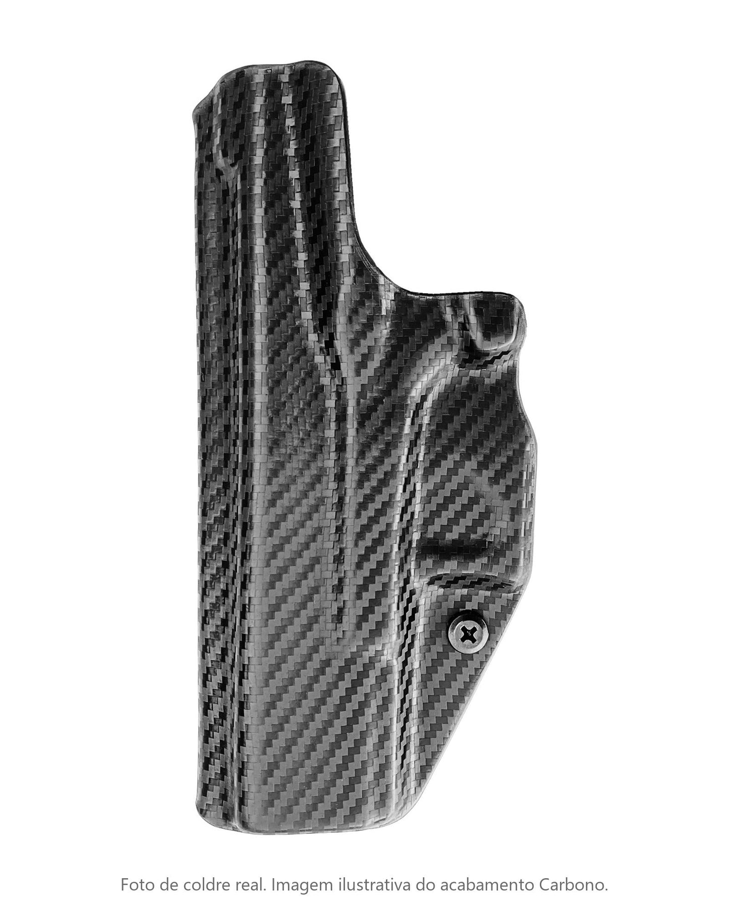 Imagem ilustrativa: acabamento Carbono em Kydex, verso do coldre velado