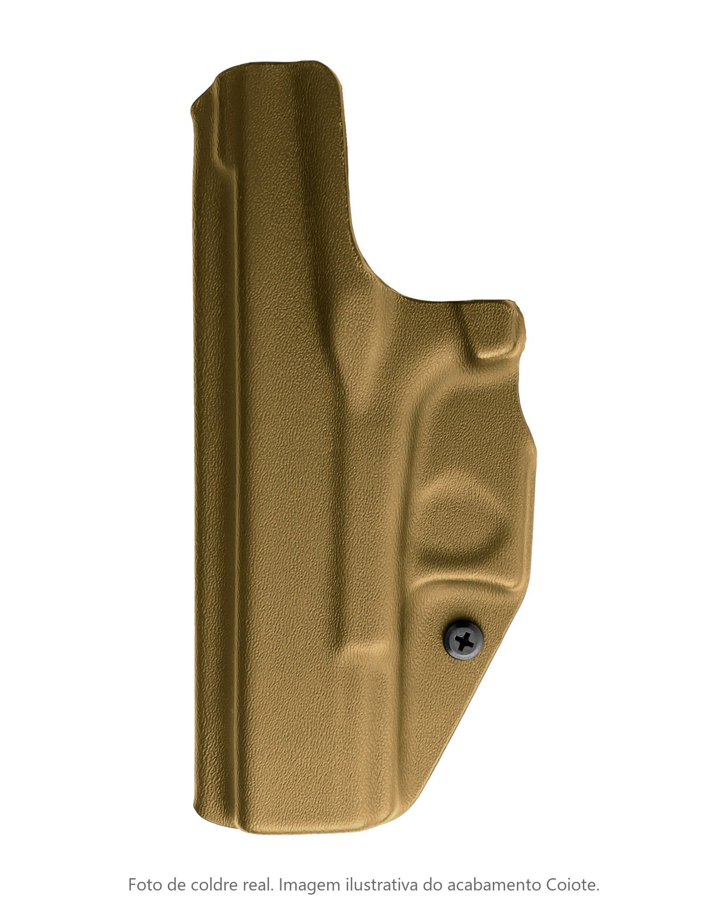 Imagem ilustrativa: acabamento Coiote em Kydex, verso do coldre velado