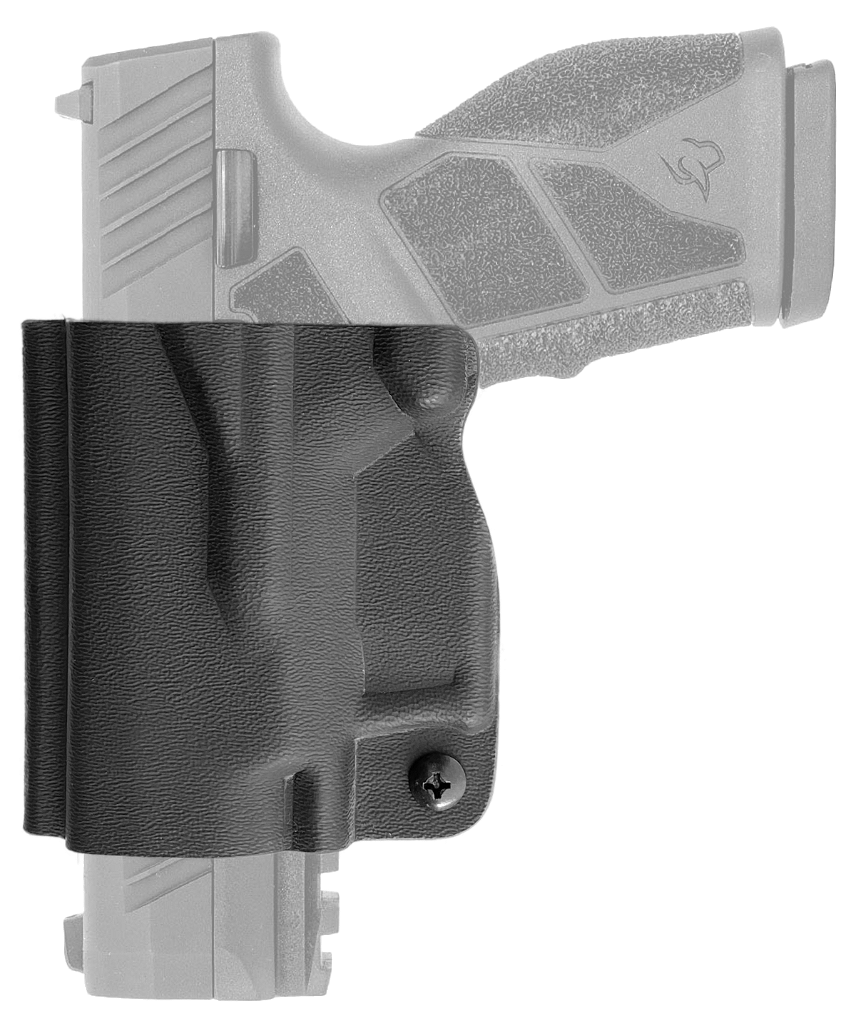 Mini coldre Kydex Cobra para Taurus GX2, porte interno (IWB), mao destro, cor preto, traseira.