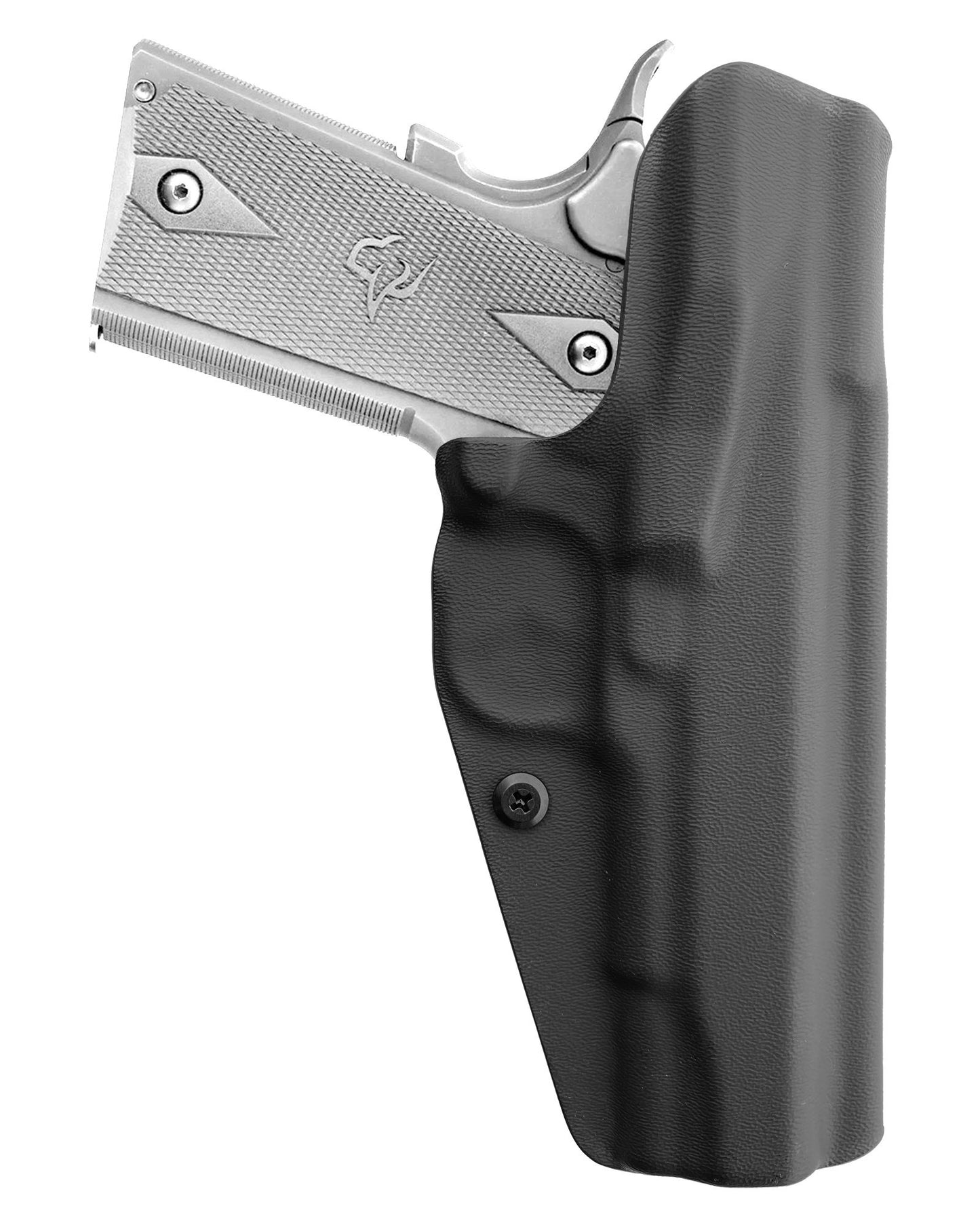 Coldre Kydex Cobra para Commander, porte interno (IWB), mao canhoto, cor preto, traseira.