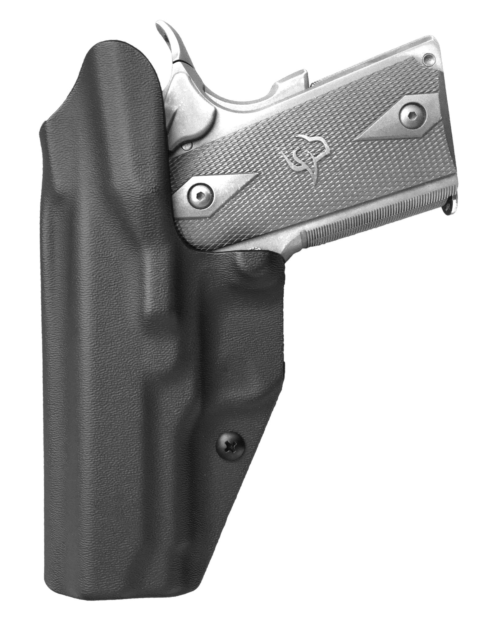 Coldre Kydex Cobra para Officer, porte interno (IWB), mao destro, cor preto, traseira.