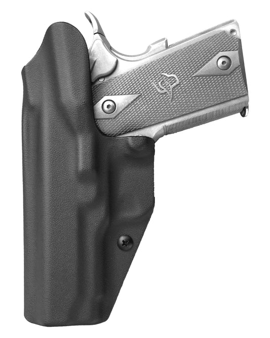 Coldre Kydex Cobra para Officer, porte interno (IWB), mao destro, cor preto, traseira.