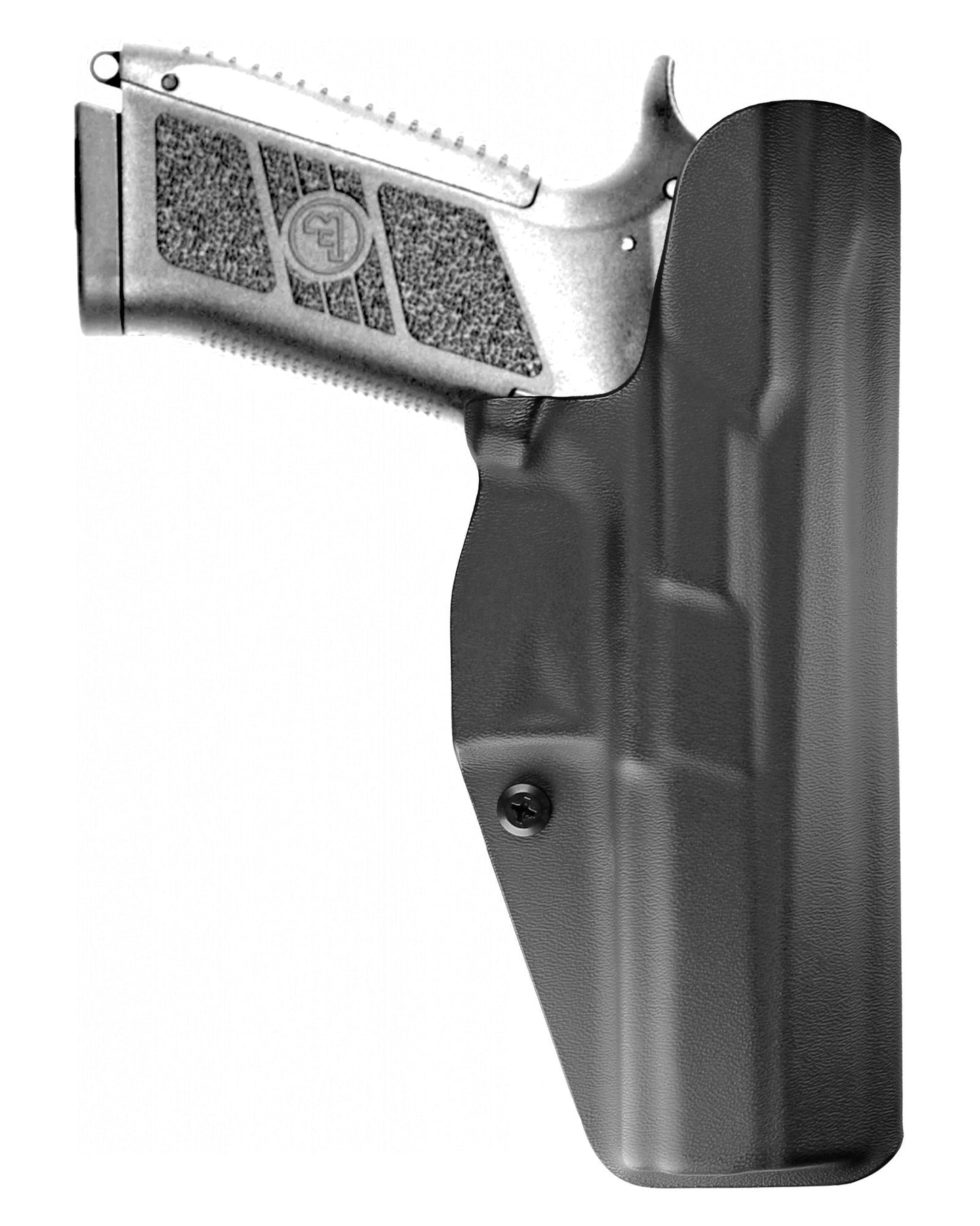 Coldre Kydex Cobra para CZ P-09, porte interno (IWB), mao canhoto, cor preto, traseira.