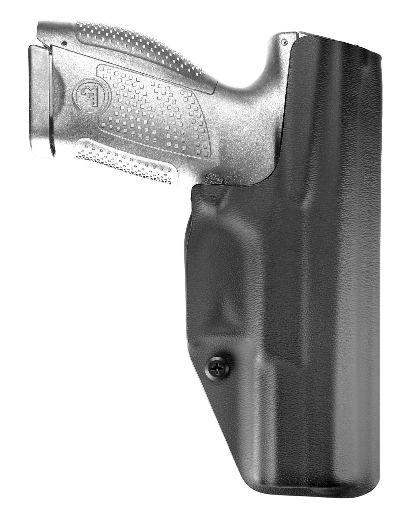 Coldre Kydex Cobra para CZ P-10 C, porte interno (IWB), mao canhoto, cor preto, traseira.
