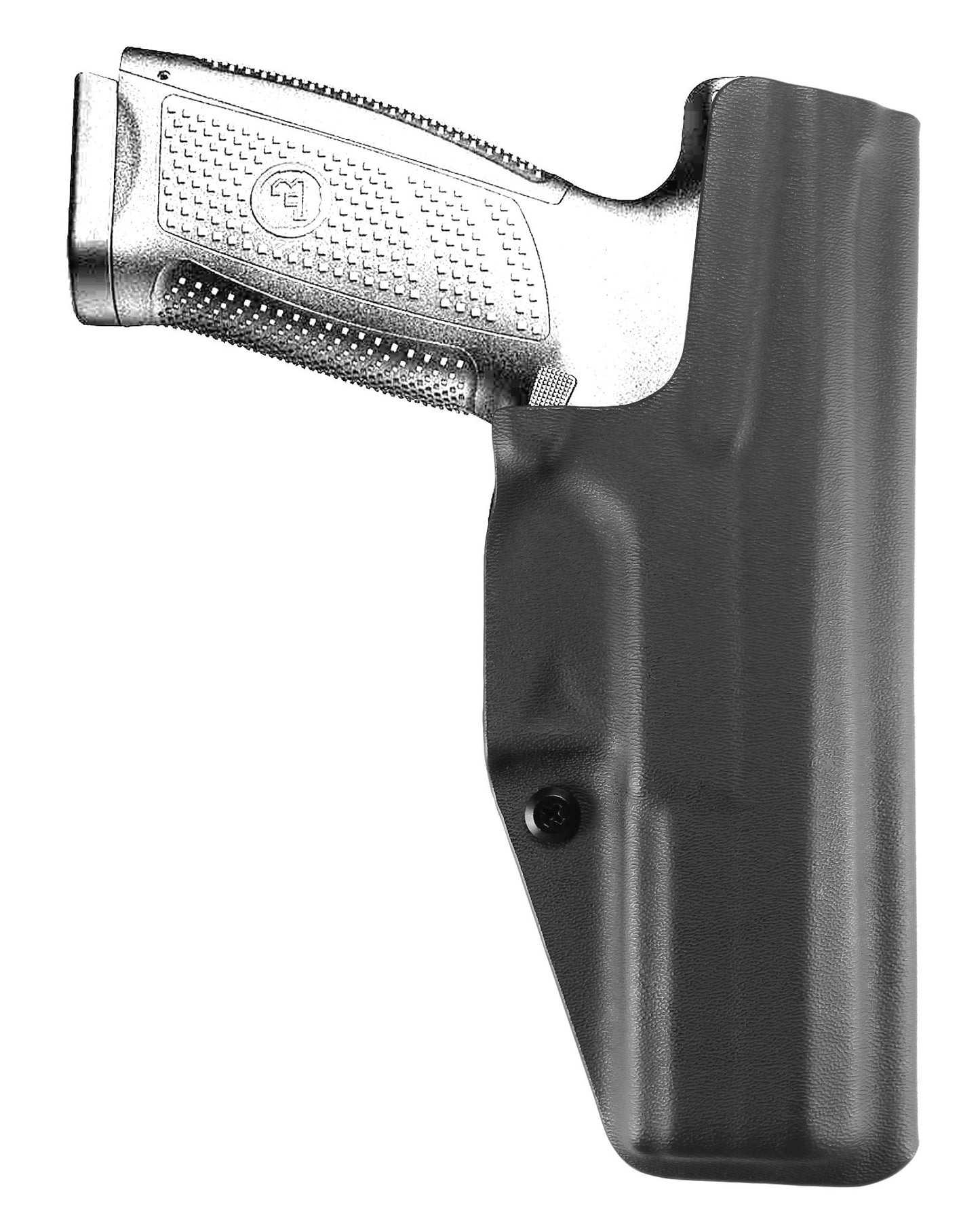 Coldre Kydex Cobra para CZ P-10 F, porte interno (IWB), mao canhoto, cor preto, traseira.