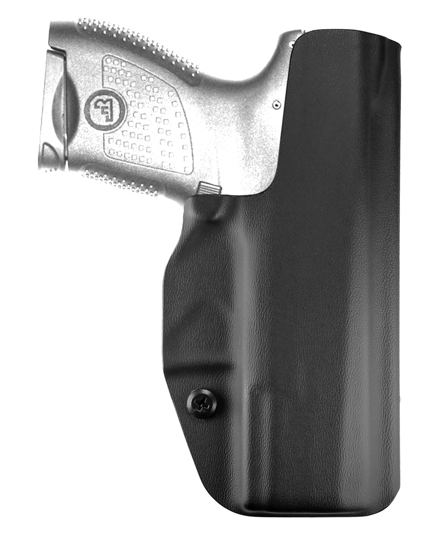 Coldre Kydex Cobra para CZ P-10 M, porte interno (IWB), mao canhoto, cor preto, traseira.