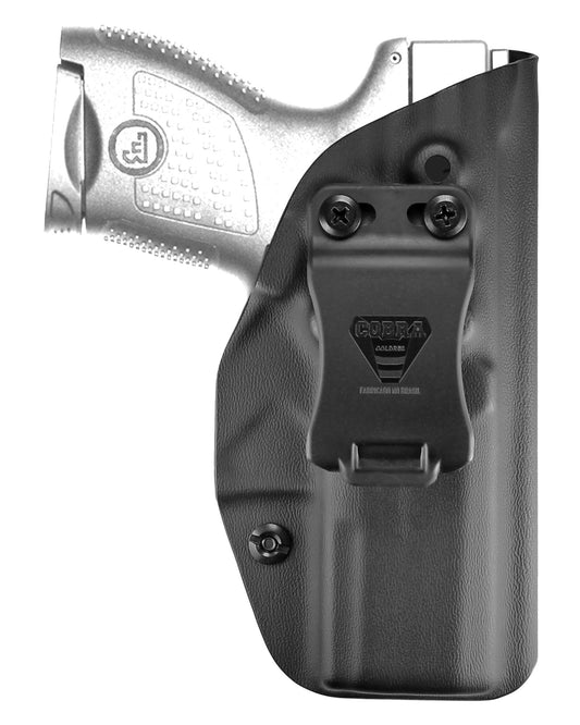 Coldre Kydex Cobra para CZ P-10 M, porte interno (IWB), mao destro, cor preto, frente.