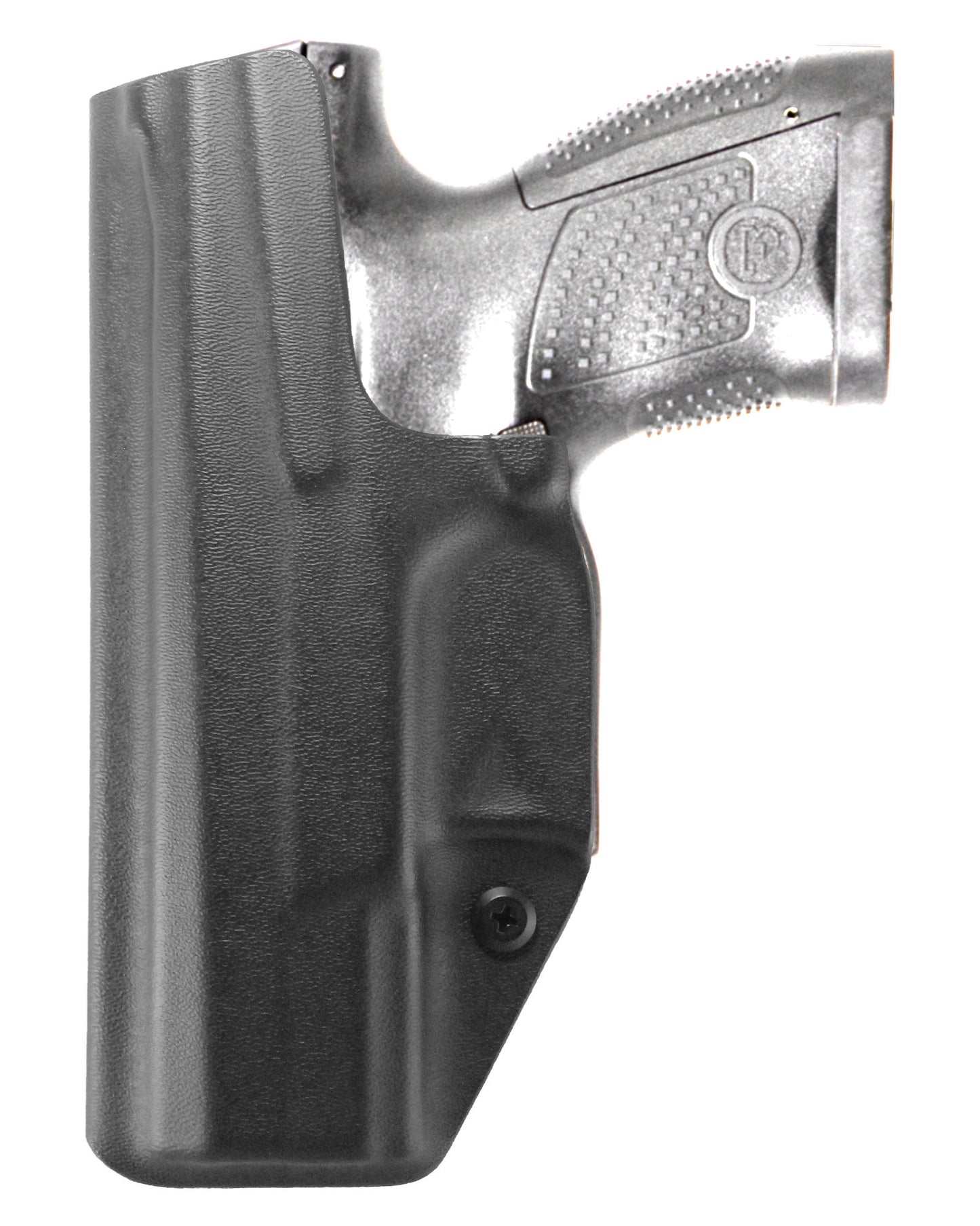Coldre Kydex Cobra para CZ P-10 S, porte interno (IWB), mao destro, cor preto, traseira.