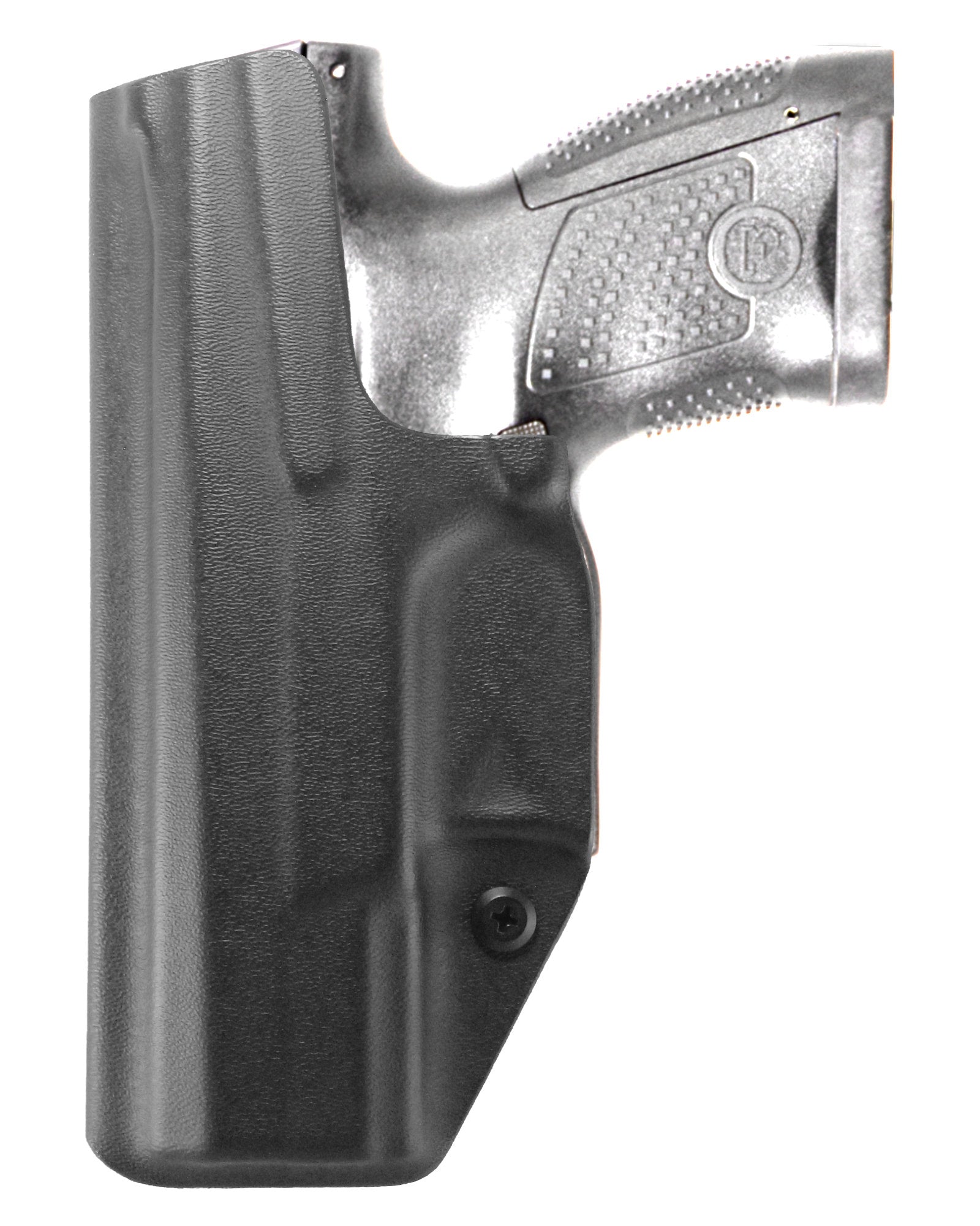 Coldre Kydex Cobra para CZ P-10 S, porte interno (IWB), mao destro, cor preto, traseira.