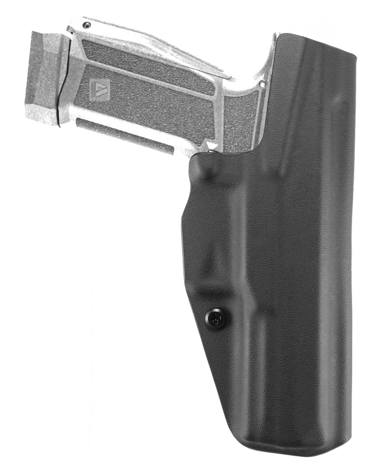 Coldre Kydex Cobra para Delta L, porte interno (IWB), mao canhoto, cor preto, traseira.