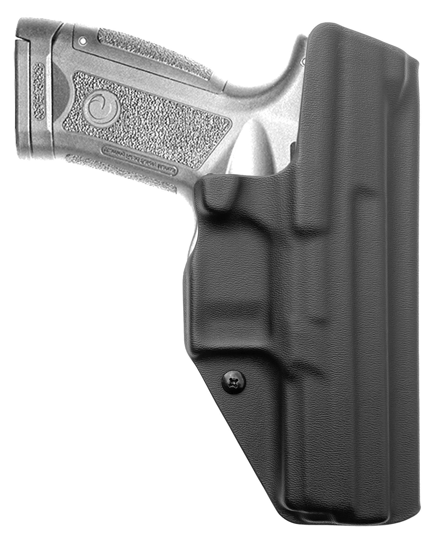 Coldre Kydex Cobra para Girsan MC9, porte interno (IWB), mao canhoto, cor preto, traseira.