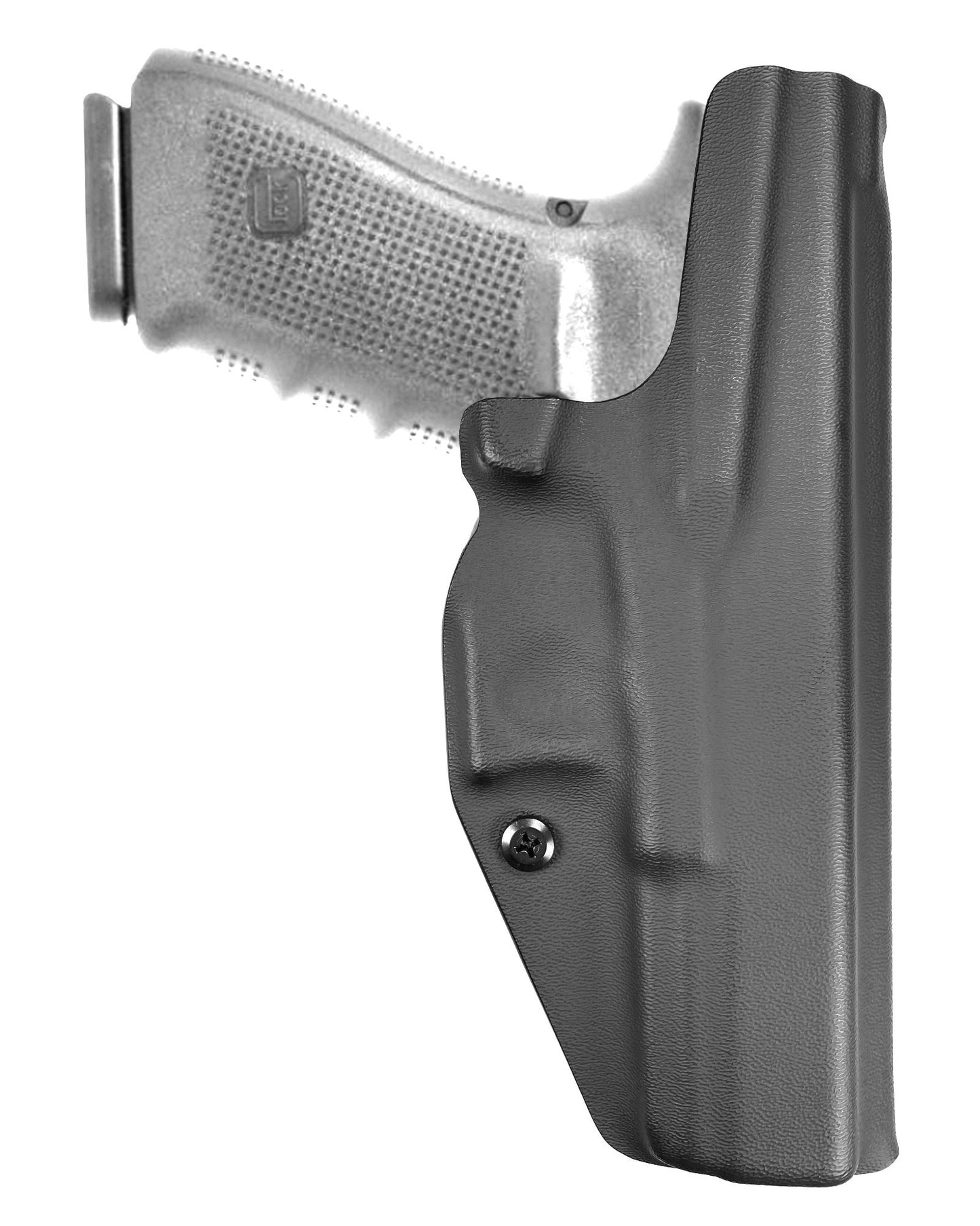 Coldre Kydex Cobra para Glock G21, porte interno (IWB), mao canhoto, cor preto, traseira.