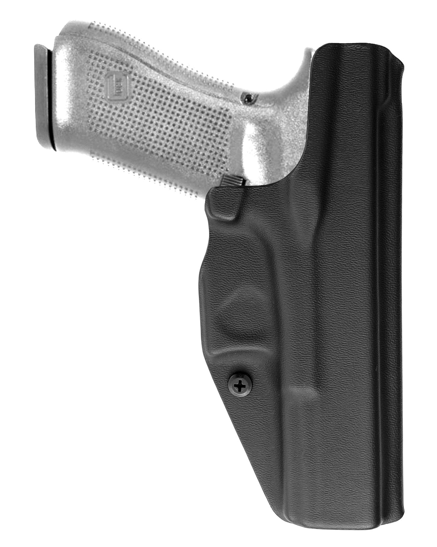 Coldre Kydex Cobra para Glock G22 Gen 5, porte interno (IWB), mao canhoto, cor preto, traseira.