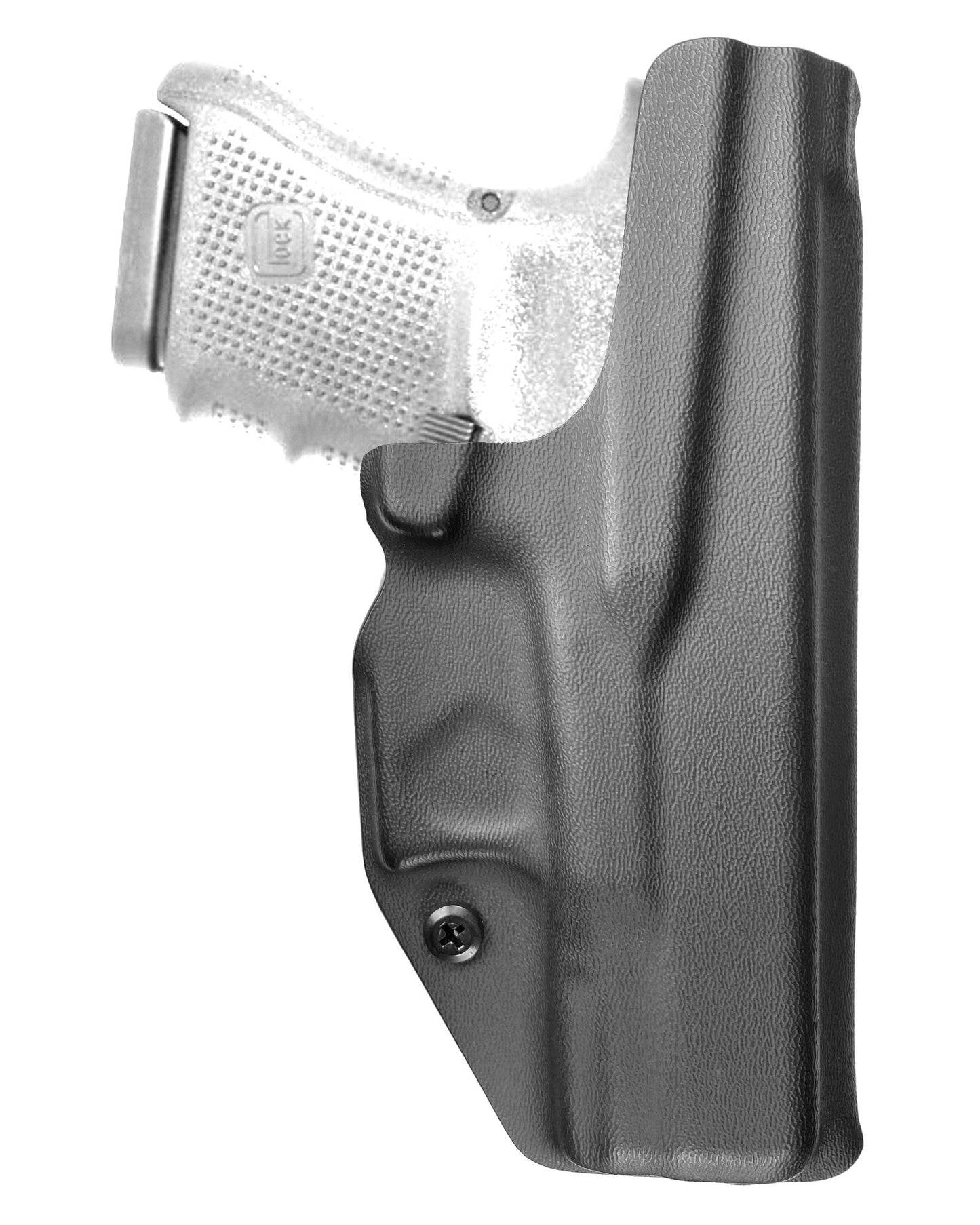 Coldre Kydex Cobra para Glock G30, porte interno (IWB), mao canhoto, cor preto, traseira.