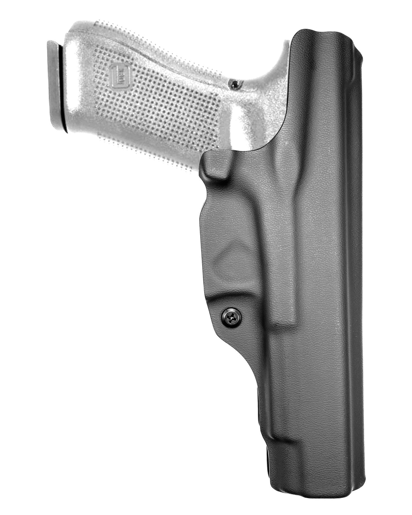 Coldre Kydex Cobra para Glock G34, porte interno (IWB), mao canhoto, cor preto, traseira.