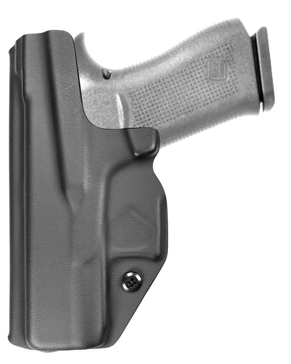 Coldre Kydex Cobra para Glock G43X, porte interno (IWB), mao destro, cor preto, traseira.