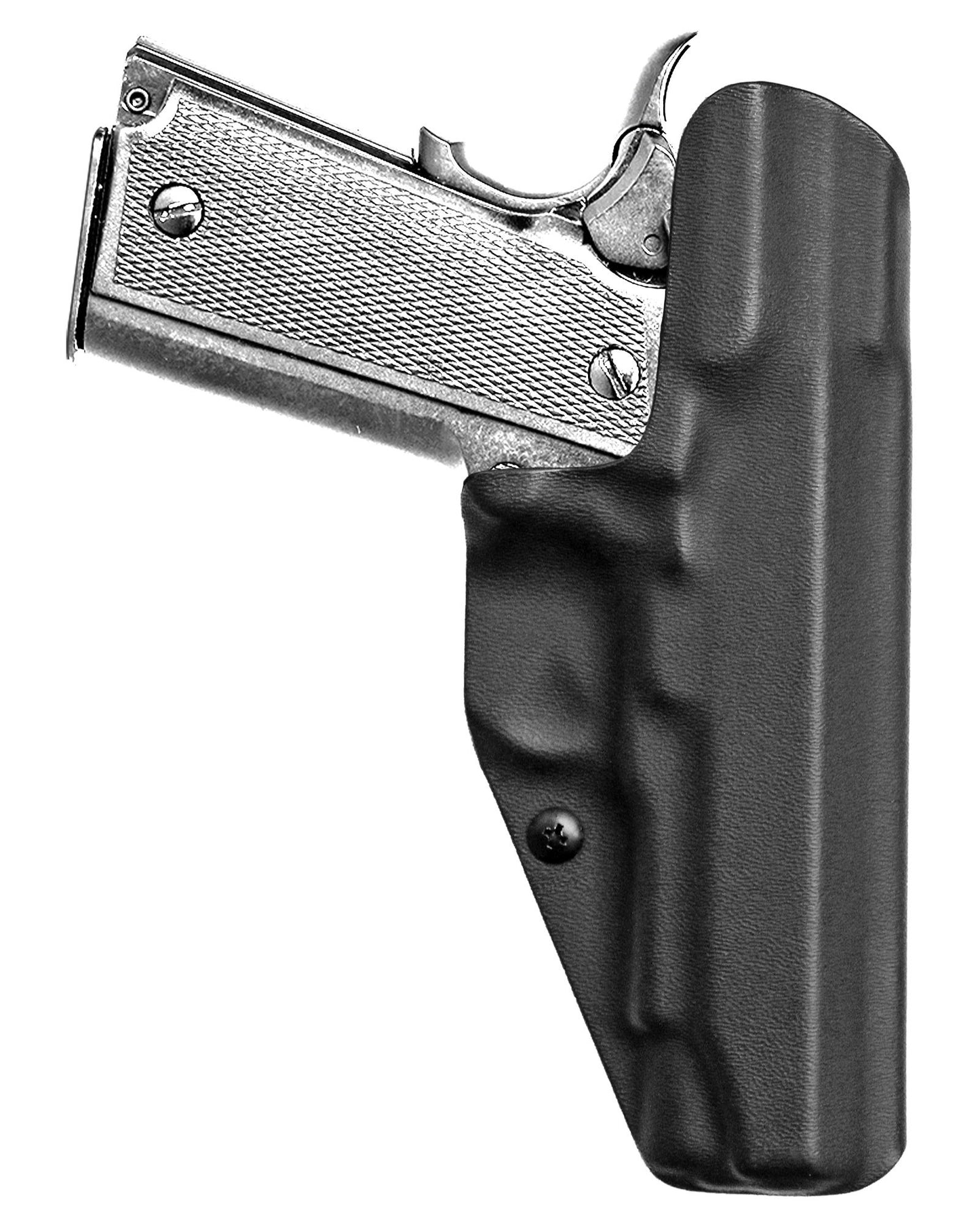 Coldre Kydex Cobra para Imbel MD1 GC .380, porte interno (IWB), mao canhoto, cor preto, traseira.
