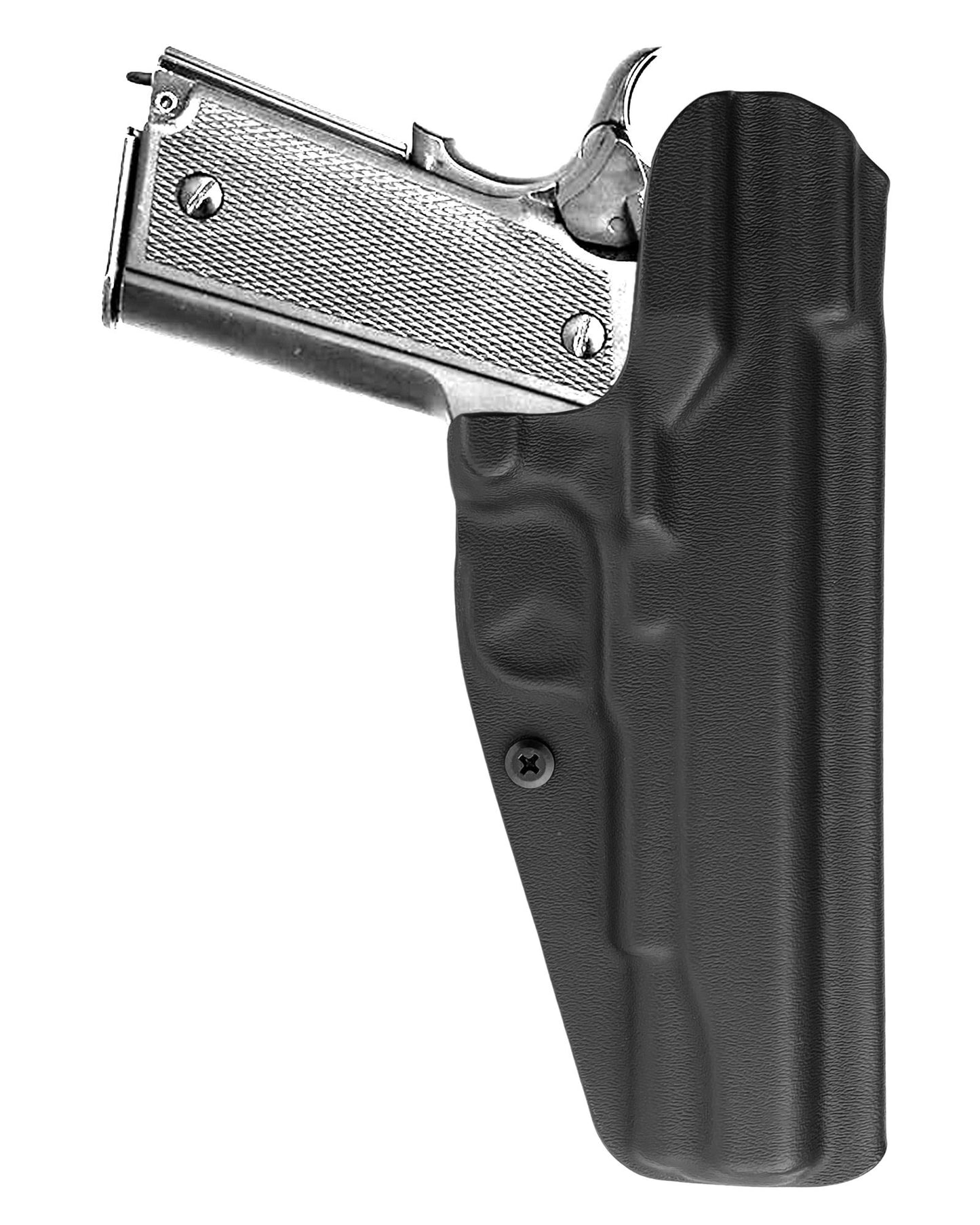 Coldre Kydex Cobra para Imbel MD1 GC 9mm, porte interno (IWB), mao canhoto, cor preto, traseira.