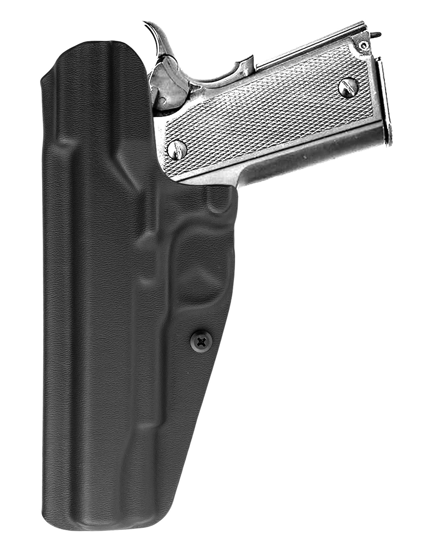 Coldre Kydex Cobra para Imbel MD1 GC 9mm, porte interno (IWB), mao destro, cor preto, traseira.