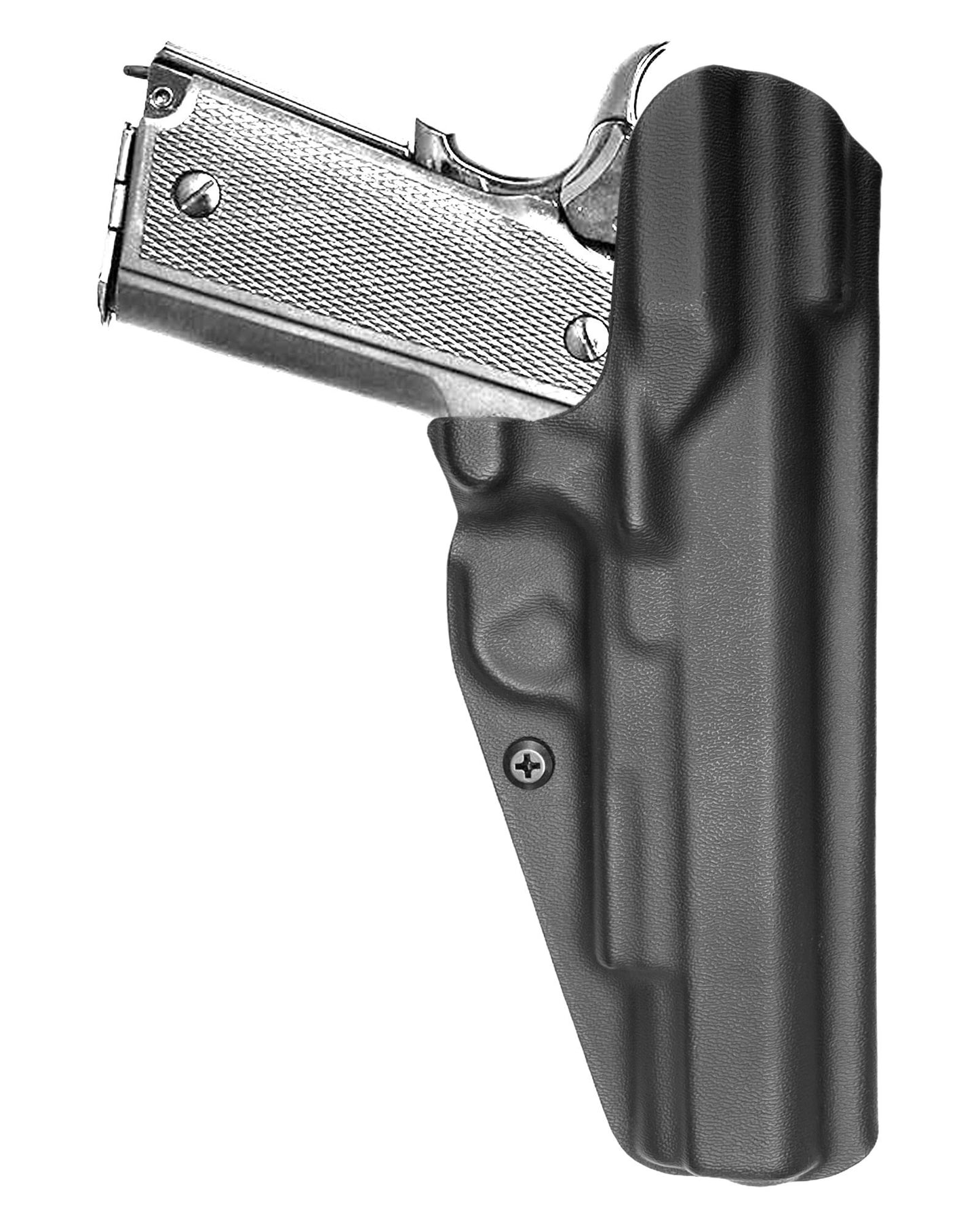 Coldre Kydex Cobra para Imbel MD2 LX, porte interno (IWB), mao canhoto, cor preto, traseira.