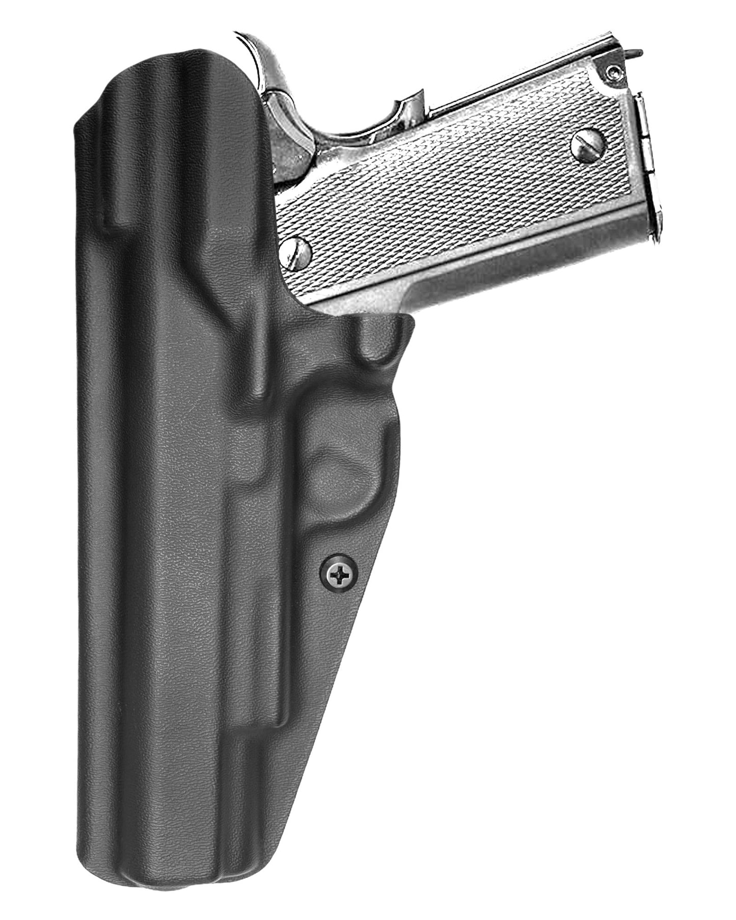 Coldre Kydex Cobra para Imbel MD2 LX, porte interno (IWB), mao destro, cor preto, traseira.
