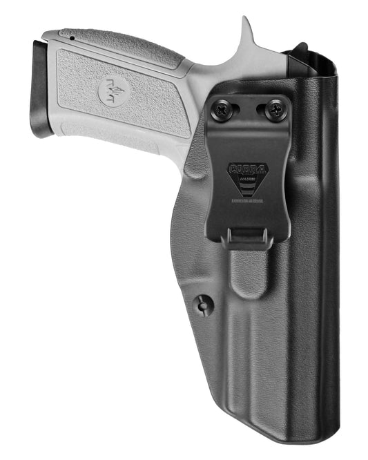 Coldre Kydex Cobra para IWI Jericho 941 PL, porte interno (IWB), mao destro, cor preto, frente.