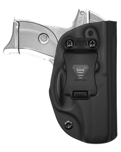 Coldre Kydex Cobra para Ruger EC9s, porte interno (IWB), mao destro, cor preto, frente.