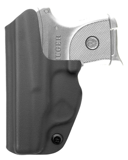 Coldre Kydex Cobra para Ruger LCP, porte interno (IWB), mao destro, cor preto, traseira.