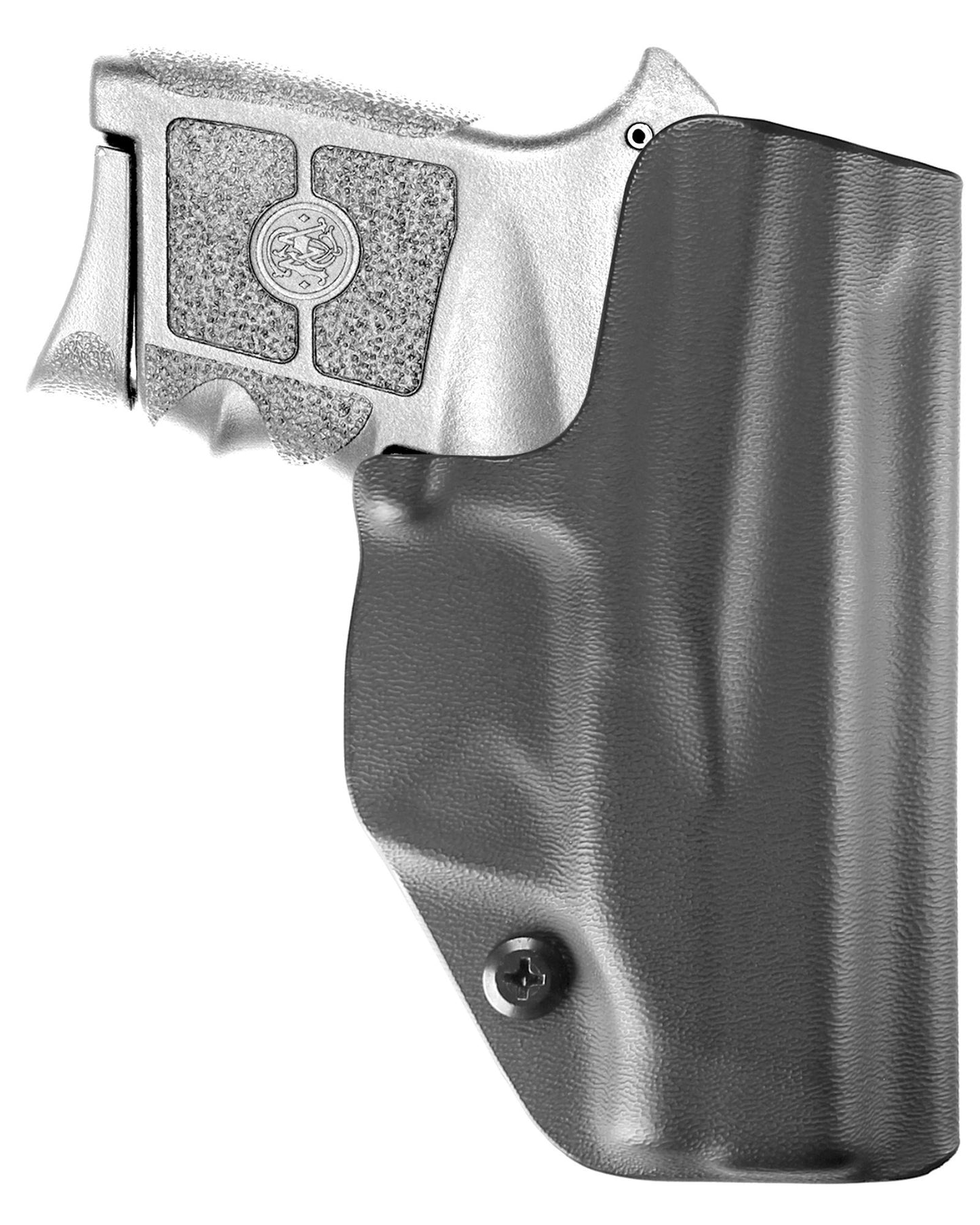 Coldre Kydex Cobra para S&W Bodyguard, porte interno (IWB), mao canhoto, cor preto, traseira.