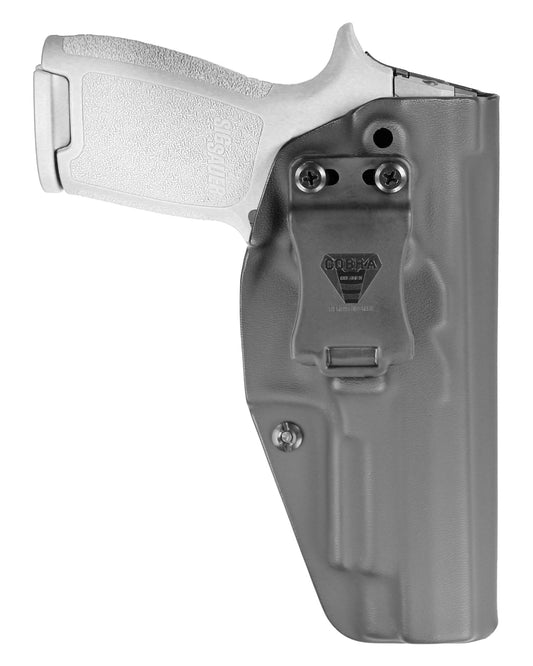 Coldre Kydex Cobra para SIG P320 M17, porte interno (IWB), mao destro, cor preto, frente.