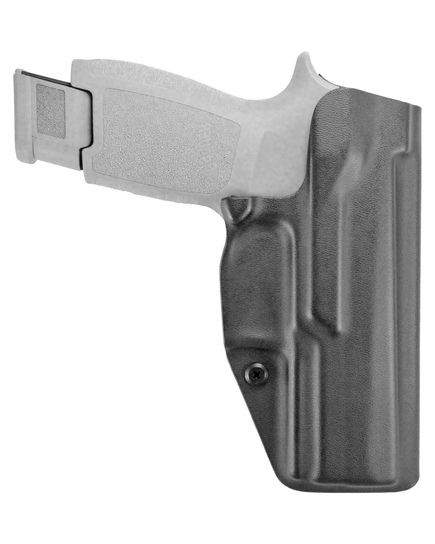 Coldre Kydex Cobra para SIG P320 M18, porte interno (IWB), mao canhoto, cor preto, traseira.