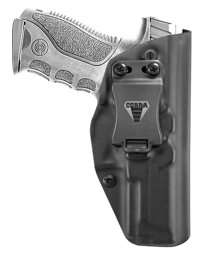 Coldre Kydex Cobra para Stoeger STR-9, porte interno (IWB), mao destro, cor preto, frente.