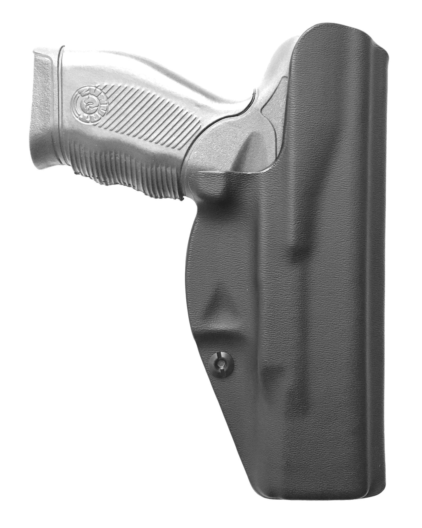 Coldre Kydex Cobra para Taurus 24-7, porte interno (IWB), mao canhoto, cor preto, traseira.