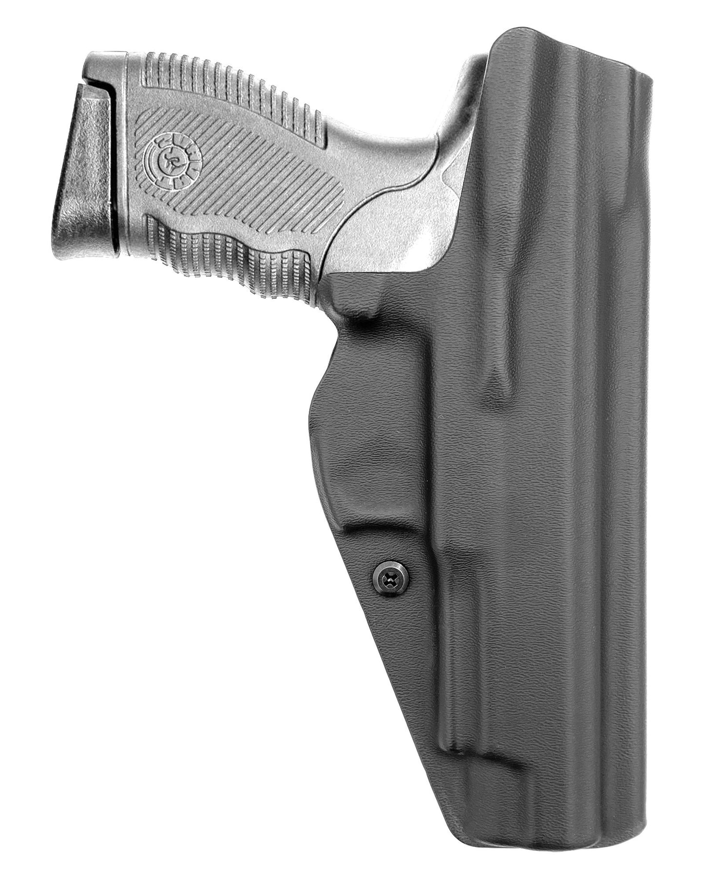 Coldre Kydex Cobra para Taurus 24-7 Pro Tactical, porte interno (IWB), mao canhoto, cor preto, traseira.