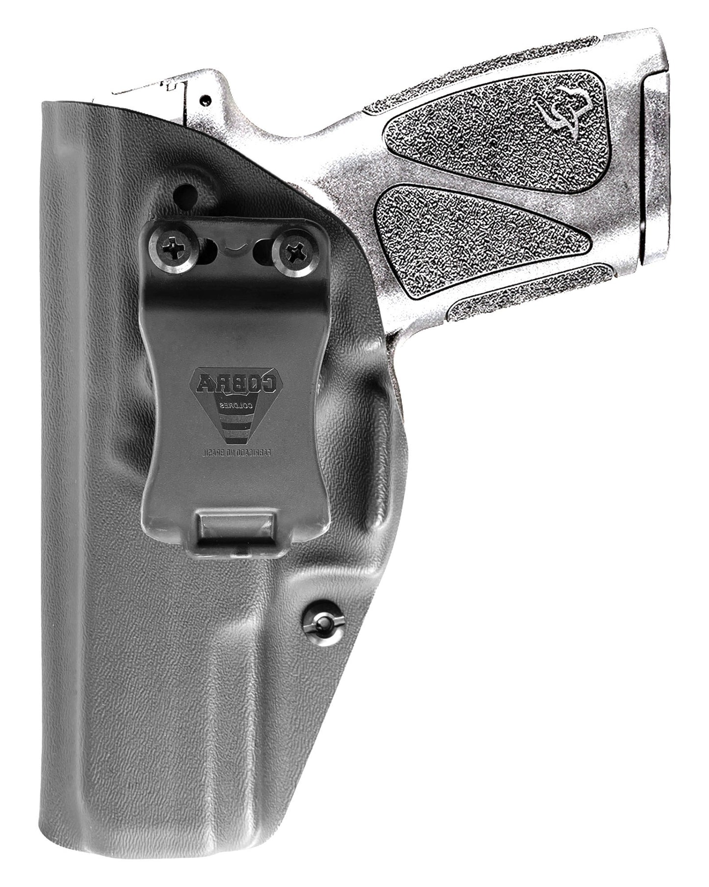 Coldre Kydex Cobra para Taurus G3, porte interno (IWB), mao canhoto, cor preto, frente.