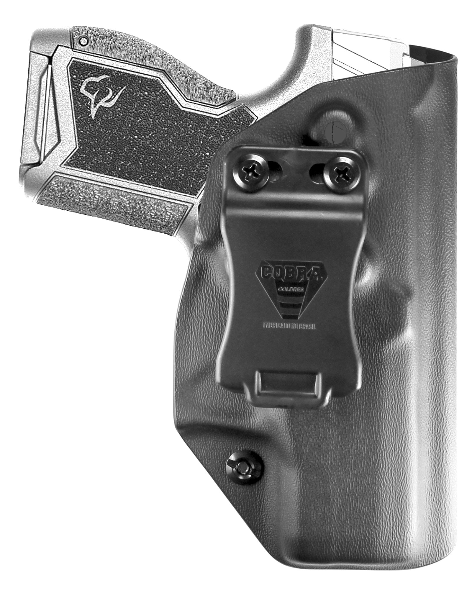 Coldre Kydex Cobra para Taurus GX4, porte interno (IWB), mao destro, cor preto, frente.