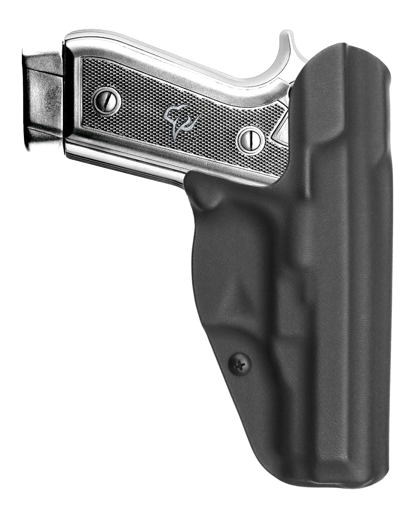 Coldre Kydex Cobra para Taurus PT58, porte interno (IWB), mao canhoto, cor preto, traseira.