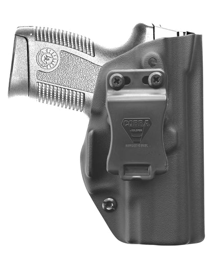 Coldre Kydex Cobra para Taurus PT640-PT638, porte interno (IWB), mao destro, cor preto, frente.