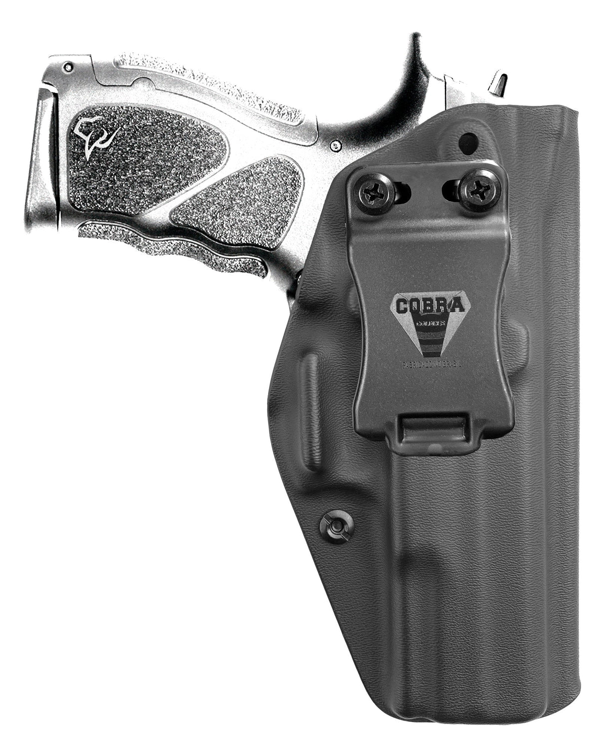 Coldre Kydex Cobra para Taurus PT809, porte interno (IWB), mao destro, cor preto, frente.