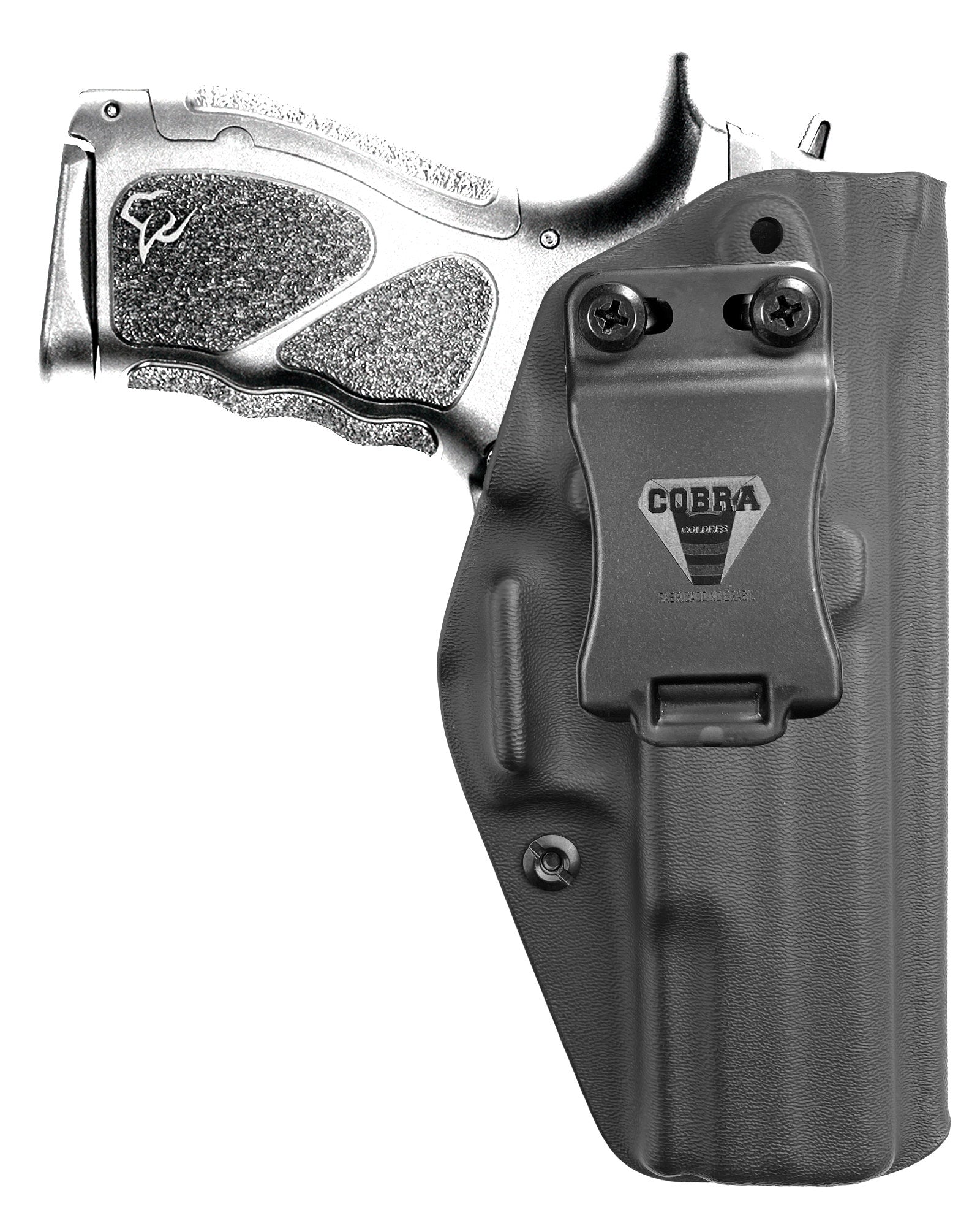 Coldre Kydex Cobra para Taurus TH (série), porte interno (IWB), mao destro, cor preto, frente.