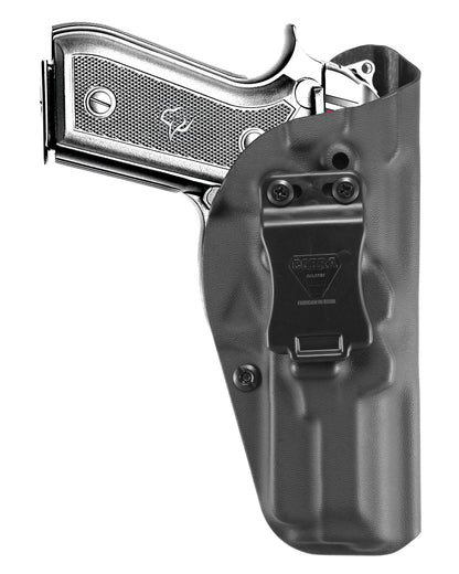 Coldre Kydex Cobra para Taurus PT917c, porte interno (IWB), mao destro, cor preto, frente.