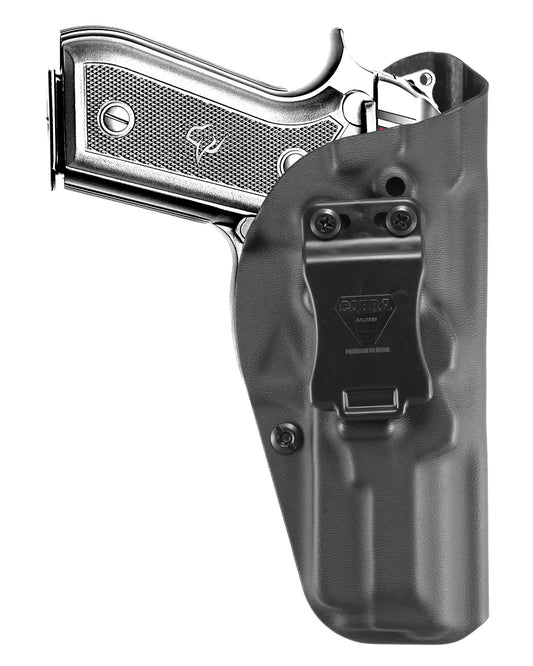 Coldre Kydex Cobra para Taurus PT917c, porte interno (IWB), mao destro, cor preto, frente.